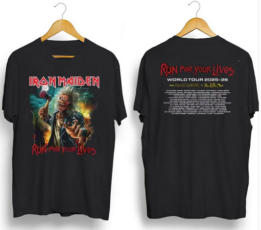 Iron Maiden DTG Printed T-Shirt – Double-Sided Design for Heavy Metal Fans