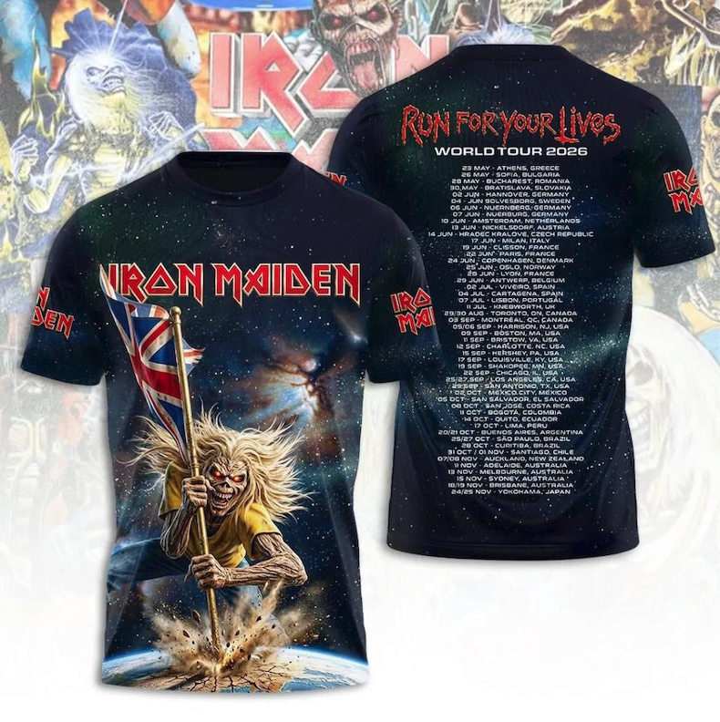 Iron Maiden Tour 2026 World Tour 3D All Over Print Shirt, Heavy Metal Rock Gift