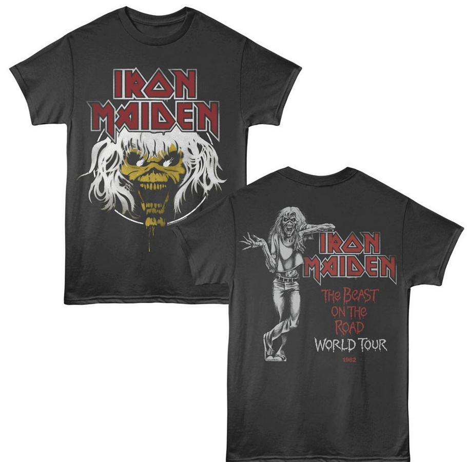 Iron Maiden The Beast On The Road world Tour 1982 Mens T Shirt Rock Band Merc