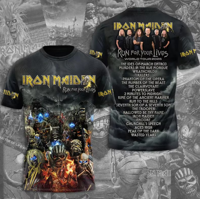 Iron Maiden Tour 2026 Eddie Graphic 3D All Over Print Shirt, Rock Music Tee