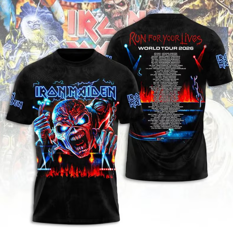 Iron Maiden Tour 2026 Eddie 3D All Over Print Shirt, Heavy Metal Fan Gift