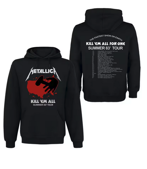 (2 sided)metallica hoodie Band Rock Kill ’Em All Summer ’83 Tour Hoodie
