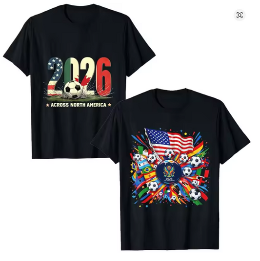 Classic football fan t-shirt for 2026 in North America, USA, Canada, and Mexico.