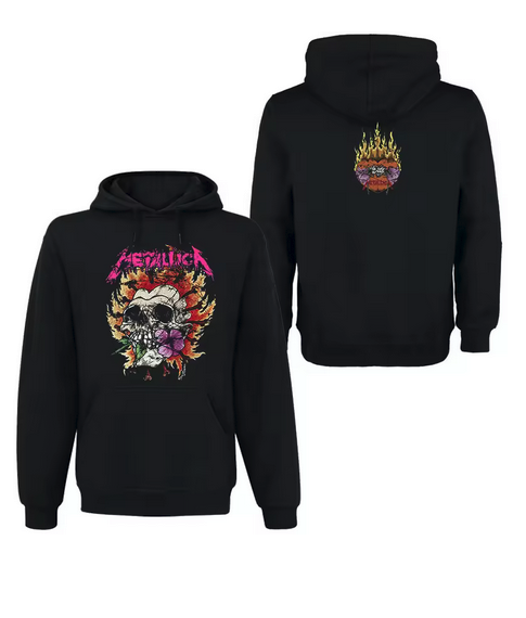 (2 sided)metallica hoodie Band Rock Burning Skull Art Hoodie
