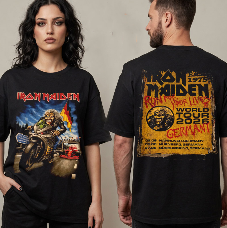 Iron Maiden Germany Run For Your Lives World Tour 2026 Eddie’s Dive Bar At Gilde Parkbuhne Hannover DE Unisex T Shirt Two Sided