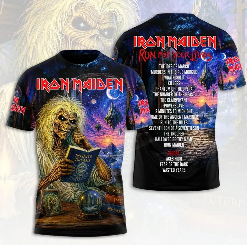 Iron Maiden Tour 2026 Eddie Live 3D All Over Print Shirt, Heavy Metal Graphic Tee