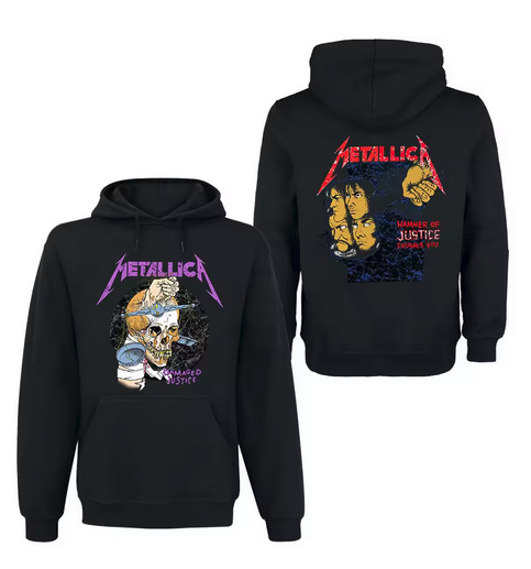 (2 sided)metallica hoodie Band Rock Damaged Skull Hoodie