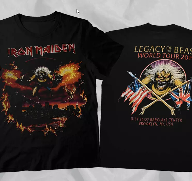 Iron Maiden 2019 Legacy of the Beast Brooklyn Tour T-Shirt – Double-Sided Design