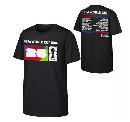 Black travel t-shirt for adults attending the FIFA World Cup - Size 5XL