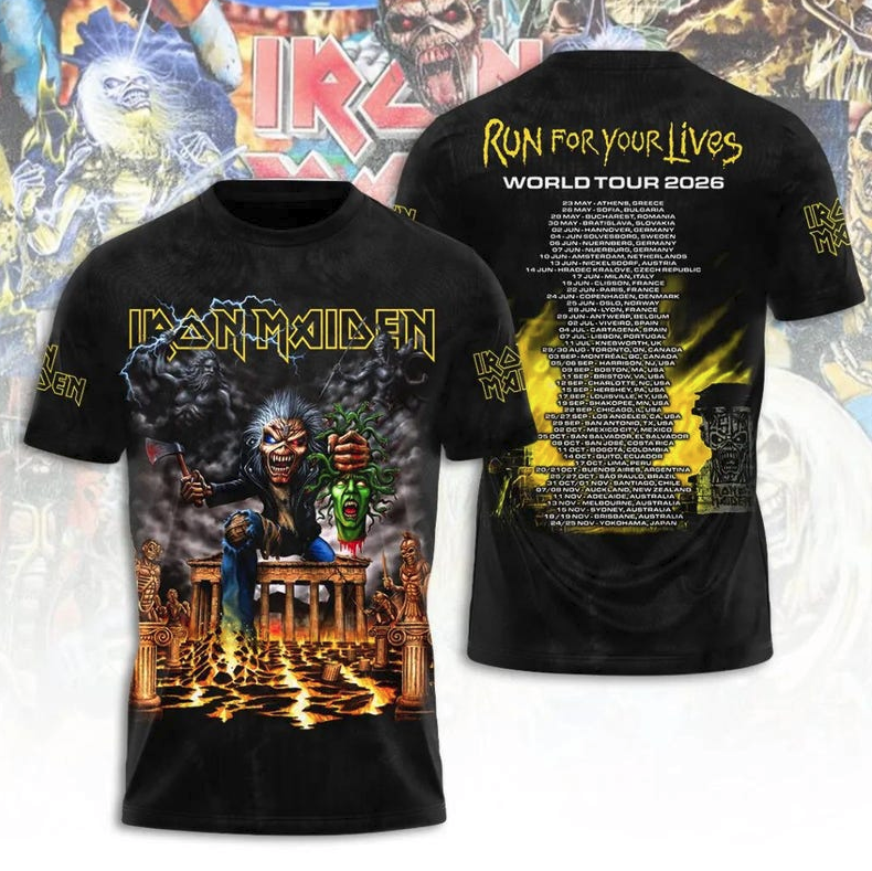 Iron Maiden Tour 2026 Vintage 3D All Over Print Shirt, Heavy Metal Music Tee
