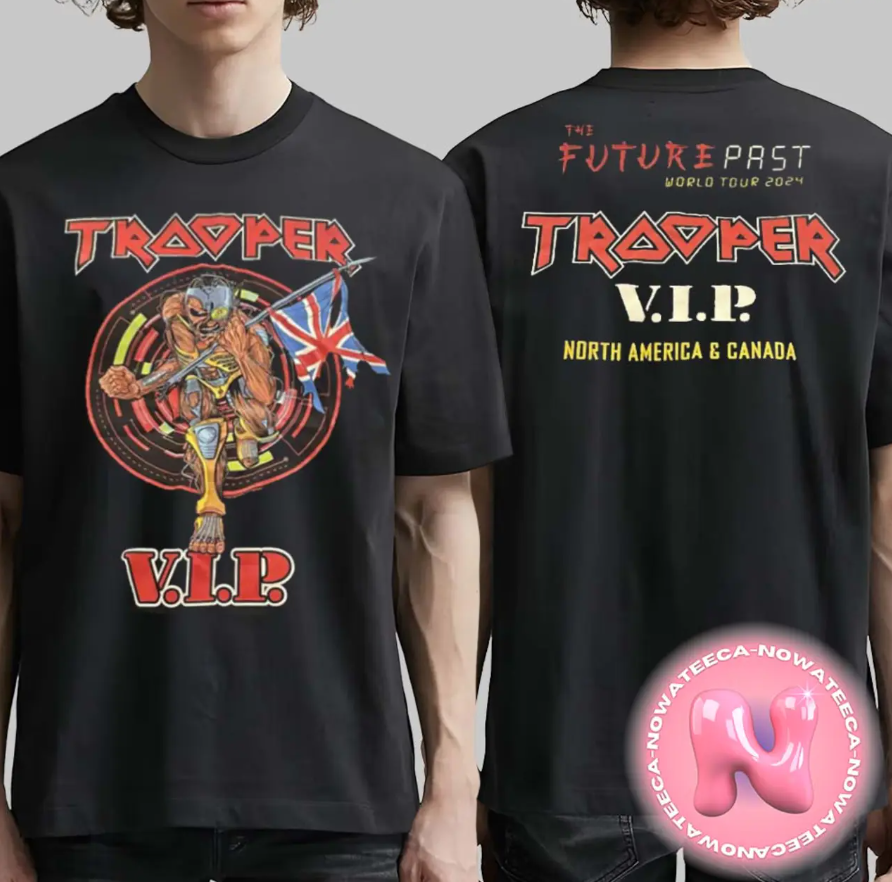 Iron Maiden The Future Past World Tour 2024 Trooper VIP North America And Canada Merch Tee