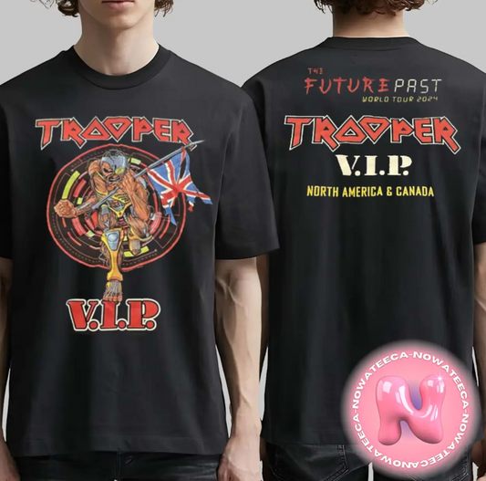 Iron Maiden The Future Past World Tour 2024 Trooper VIP North America And Canada Merch Tee