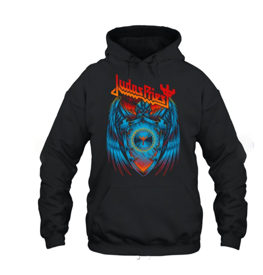 (2 sided) Judas Priest Hoodie Shield Wings Tour 2025 Official Band Hoodie, Classic Black Pullover
