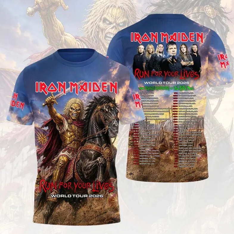 Iron Maiden Tour 2026 World Stage 3D All Over Print Shirt, Heavy Metal Shirt