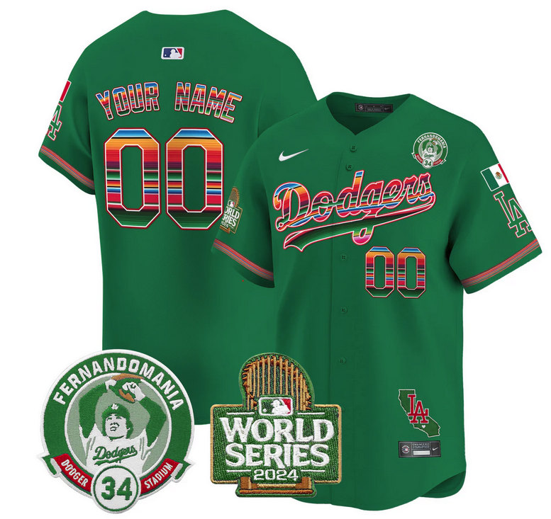 Dodgers Mexico Fernando Valenzuela & 2024 World Series Patch Vapor Premier Limited Custom Jersey - All Stitched