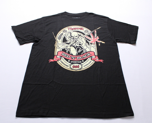 Iron Maiden Unisex Adults Short Sleeve Trooper Red N Black Tee WR4 Black Large