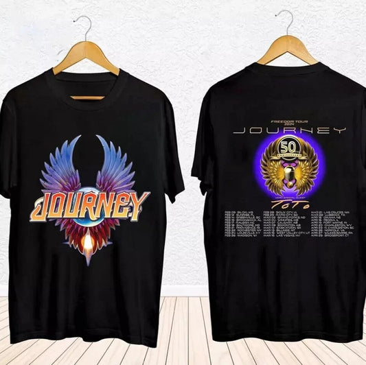 Journey Freedom Tour 2024 Black T Shirt Tee men Size S-5XL 2 SIDE
