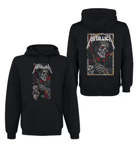 (2 sided)metallica hoodie Band Rock Death Reaper Skeleton Graphic Hoodie