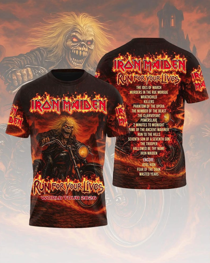 Iron Maiden Tour 2026 Legacy 3D All Over Print Shirt, Heavy Metal Graphic Tee