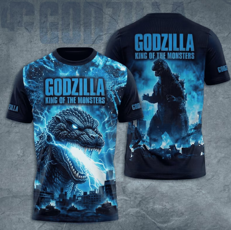Godzilla 3D Apparel, Kaiju Monster Graphic Shirt, Giant Creature Art, Japanese Monster Design, Retro Godzilla Fan Gift