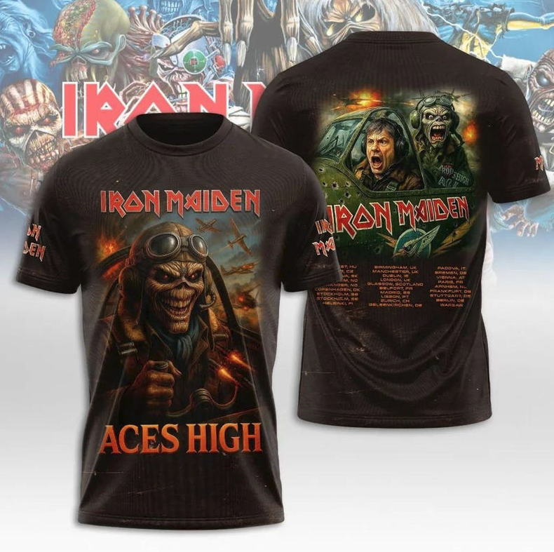 Iron Maiden Classic Band 3D All Over Print Shirt, Vintage Heavy Metal Tee
