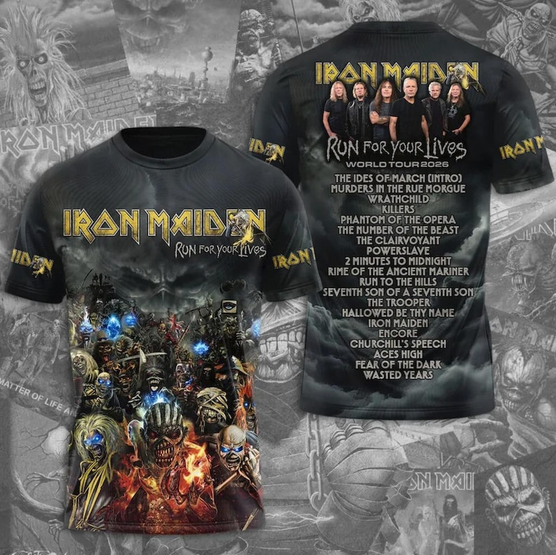 Iron Maiden Tour 2026 Eddie Graphic 3D All Over Print Shirt, Rock Music Tee