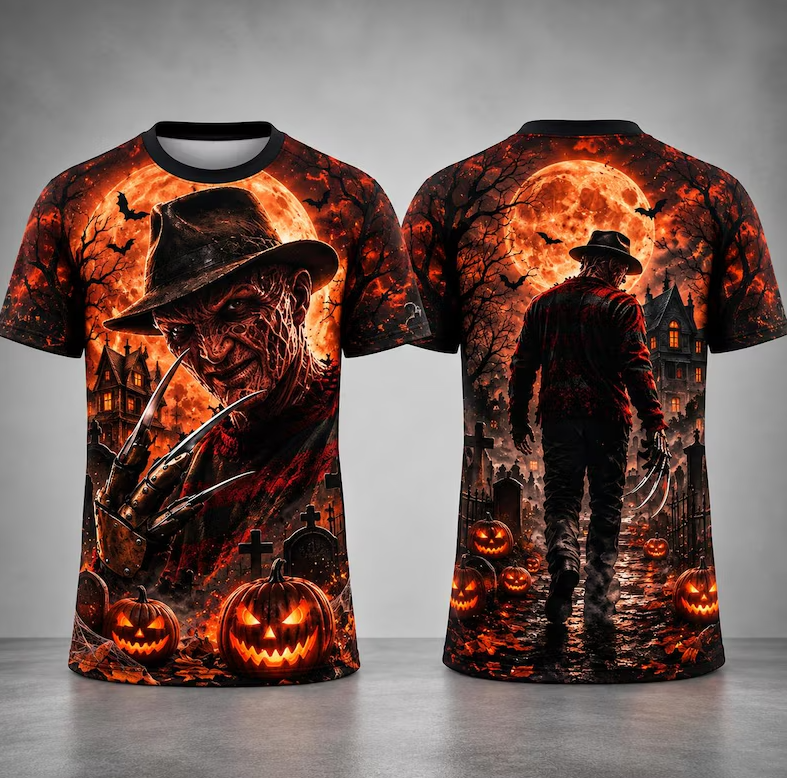 Freddy Krueger Halloween Shirt, Horror Graphic Tee, Nightmare on Elm Street Shirt 3D All Over