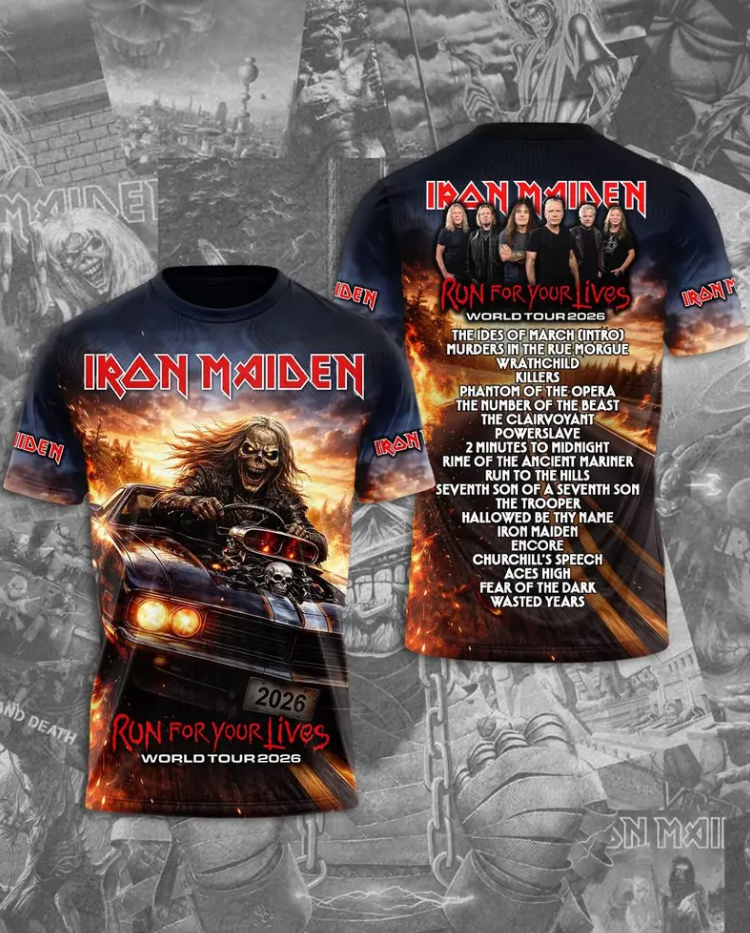 Iron Maiden Tour 2026 Stage Edition 3D All Over Print Shirt, Heavy Metal Tee