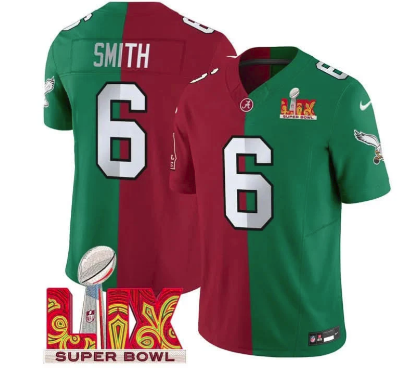 Split Philadelphia Eagles Super Bowl LIX & College Football Vapor Limited Jersey - All Stitched