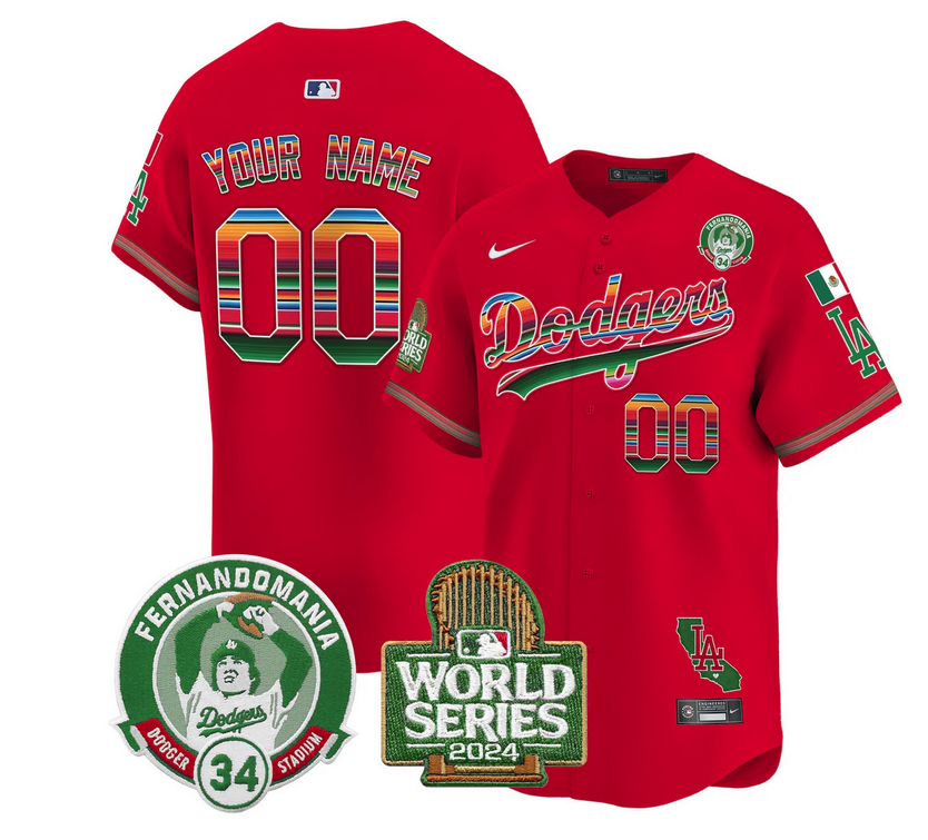 Dodgers Mexico Fernando Valenzuela & 2024 World Series Patch Vapor Premier Limited Custom Jersey - All Stitched