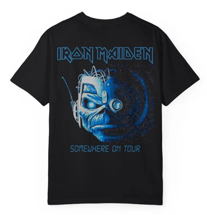 (two sided) Iron Maiden Somewhere in Time T-Shirt – Unisex, Double-Sided Print Band Tee