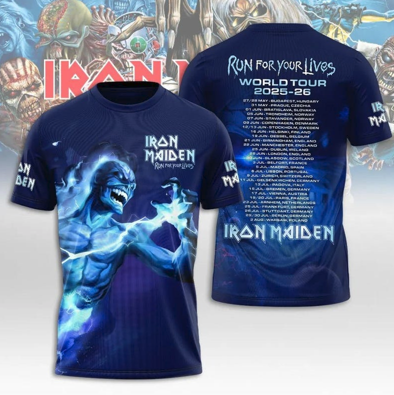 Iron Maiden 2026 World Tour 3D All Over Print Shirt, Heavy Metal Music Tee