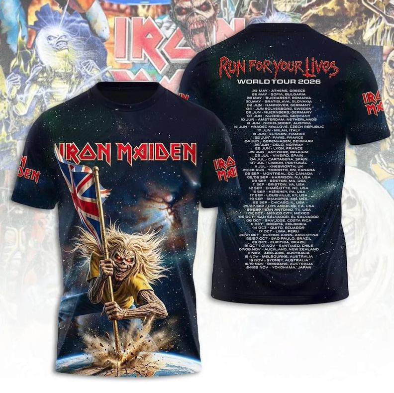 Iron Maiden Eddie 3D All Over Print Shirt, Heavy Metal Rock Graphic Tee