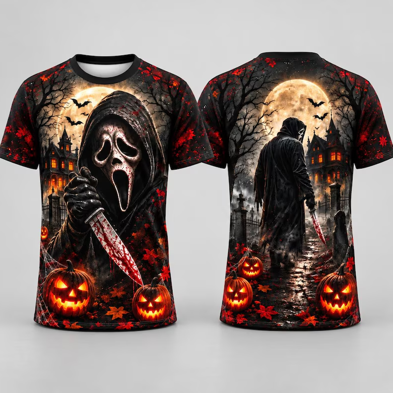 Ghost Face Halloween Shirt, Horror Mask T Shirt, Spooky Halloween Tee, Scary Graphic Shirt, All Over Print Shirt, Horror Fan Gift