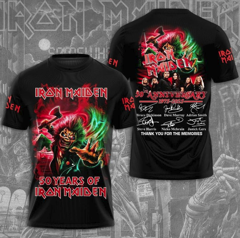 Iron Maiden 50th Anniversary 2025 3D All Over Print Shirt, Rock Fan Gift