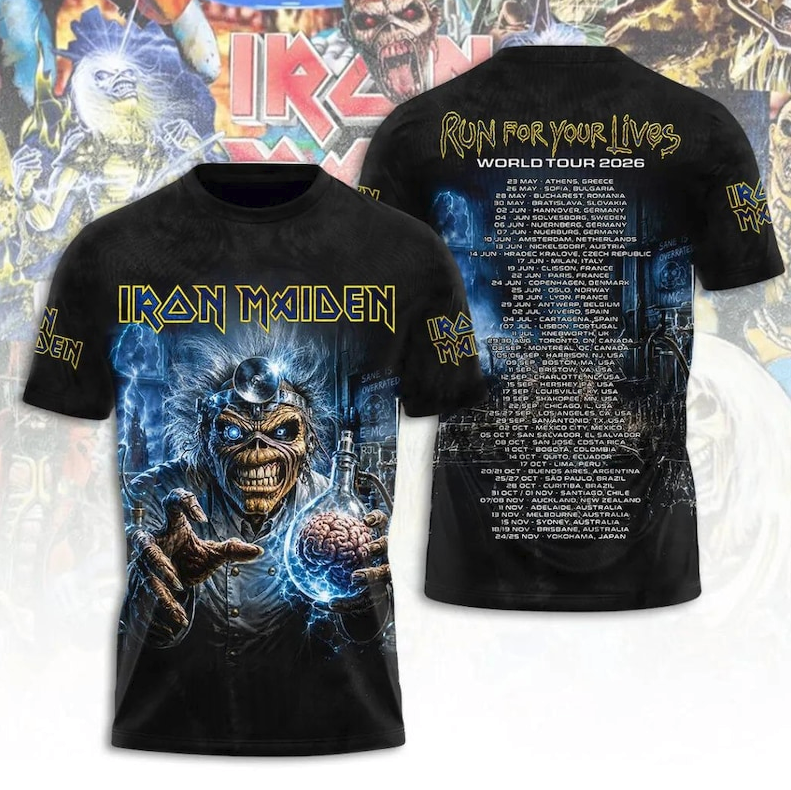 Iron Maiden Tour 2026 Classic 3D All Over Print Shirt, Heavy Metal Rock Tee