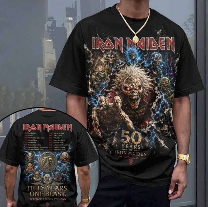 Iron Maiden 2026 World Tour Vintage 3D All Over Print Shirt, Rock Concert Tee