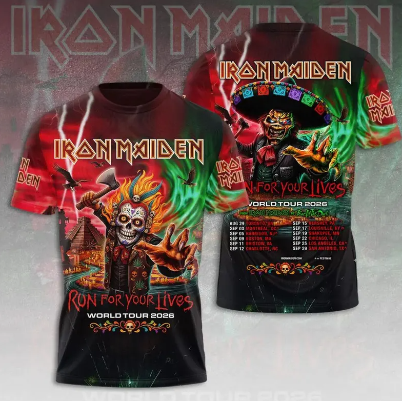 Iron Maiden World Tour 2026 3D All Over Print Shirt, Heavy Metal Concert Tee