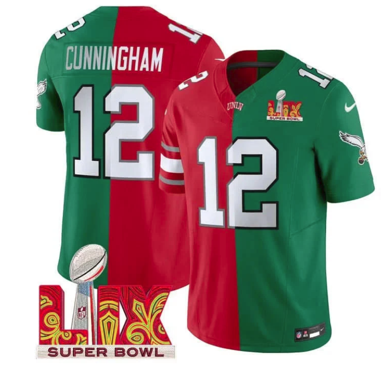 Split Philadelphia Eagles Super Bowl LIX & College Football Vapor Limited Jersey - All Stitched