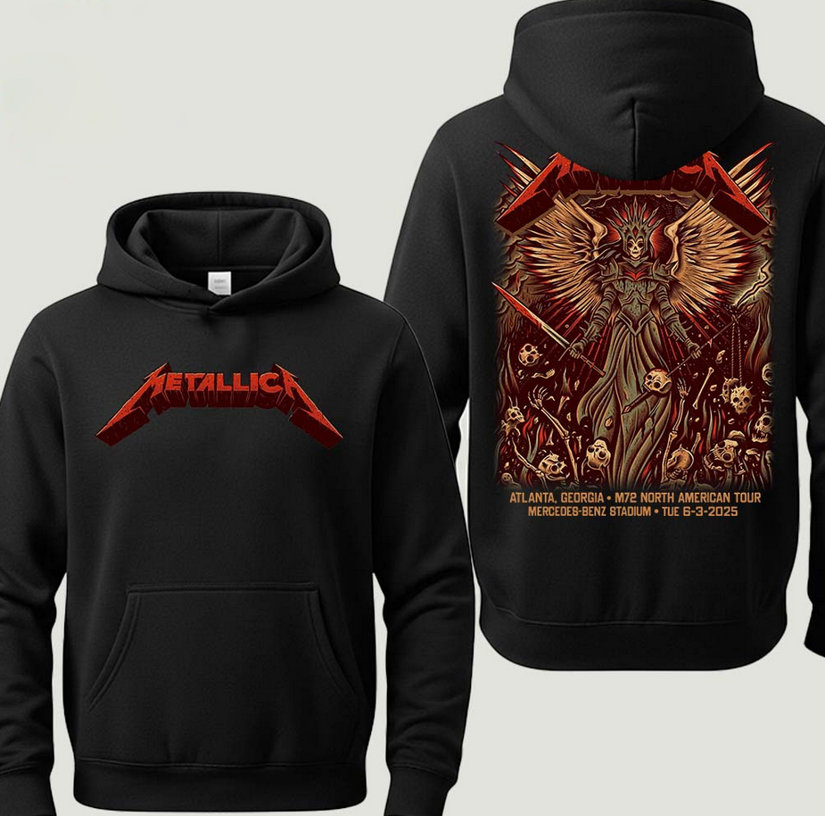 (2 sided)metallica hoodie Rock Music  Atlanta Georgia Event Hoodie M72 ATL At Mercedes-Benz Stadium By Dave Quiggle On June 3 2025 Two Sided