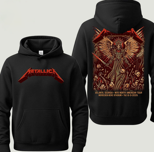 (2 sided)metallica hoodie Rock Music  Atlanta Georgia Event Hoodie M72 ATL At Mercedes-Benz Stadium By Dave Quiggle On June 3 2025 Two Sided