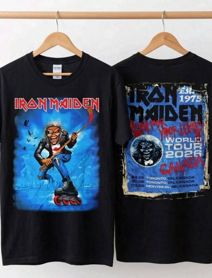 NWT Iron Maiden Run For Your Lives World Tour 2026 Canada Graphic Tee Reprint