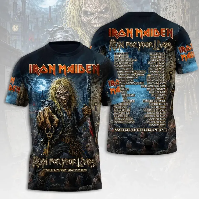 Iron Maiden Tour 2026 Live Performance 3D All Over Print Shirt, Rock Fan Tee