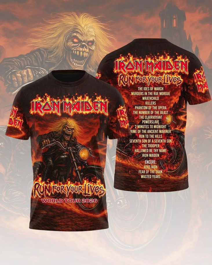 Iron Maiden Tour 2026 Legacy 3D All Over Print Shirt, Heavy Metal Graphic Tee