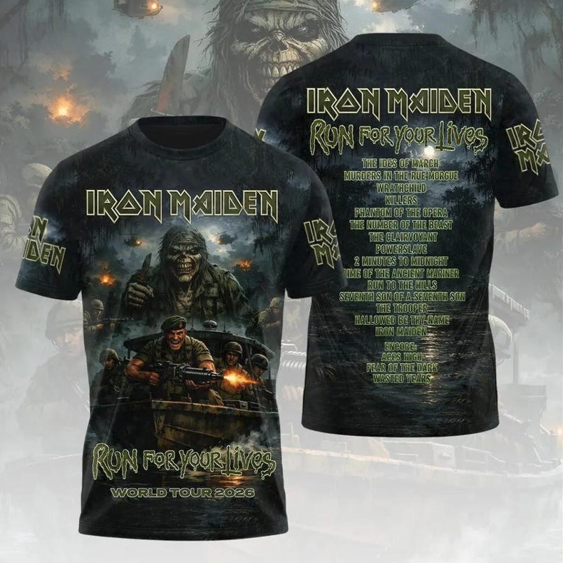 Iron Maiden World Tour Live 2026 3D All Over Print Shirt, Rock Fan Gift