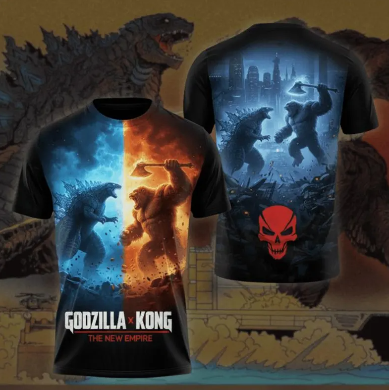 Godzilla King Of Monsters 3D Monster Shirt, Kaiju Graphic 3D All Over Print Tee