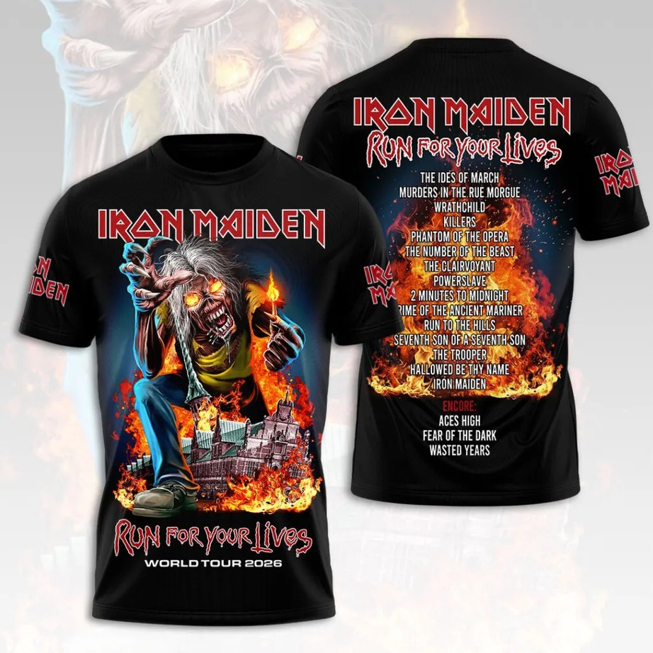 Iron 1Maiden 3D 2026 Tour Run For Your Lives Shirt Unisex S-5XL