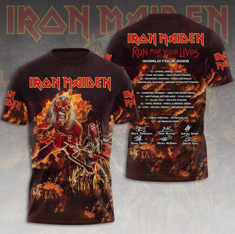 Iron Maiden Legacy 3D All Over Print Shirt, Heavy Metal Concert Graphic Tee