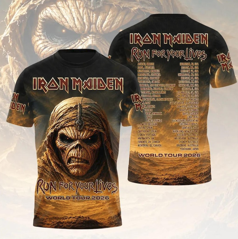 Iron Maiden Tour 2026 3D All Over Print Shirt, Heavy Metal Rock Concert Graphic Tee