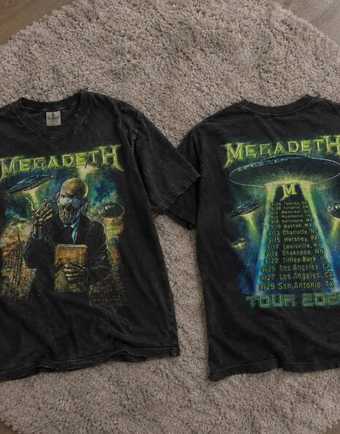 Megadeth Tour 2025 Concert Band Merch Graphic Tee Black Shirt
